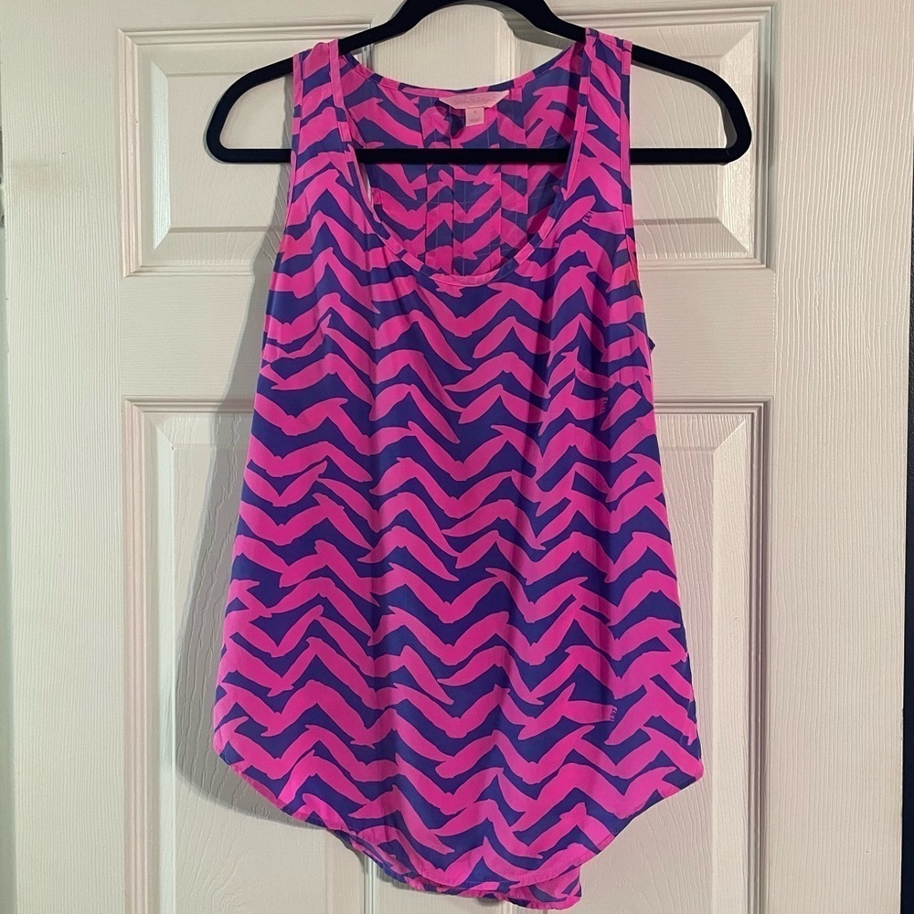 Lilly Pulitzer Cosmos Silk Purple and Pink Tank Top